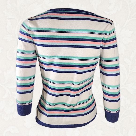 F&F chic Elbow Length Sleeved Button Up Striped Cardigan- Size 6 - Picture 3 of 7